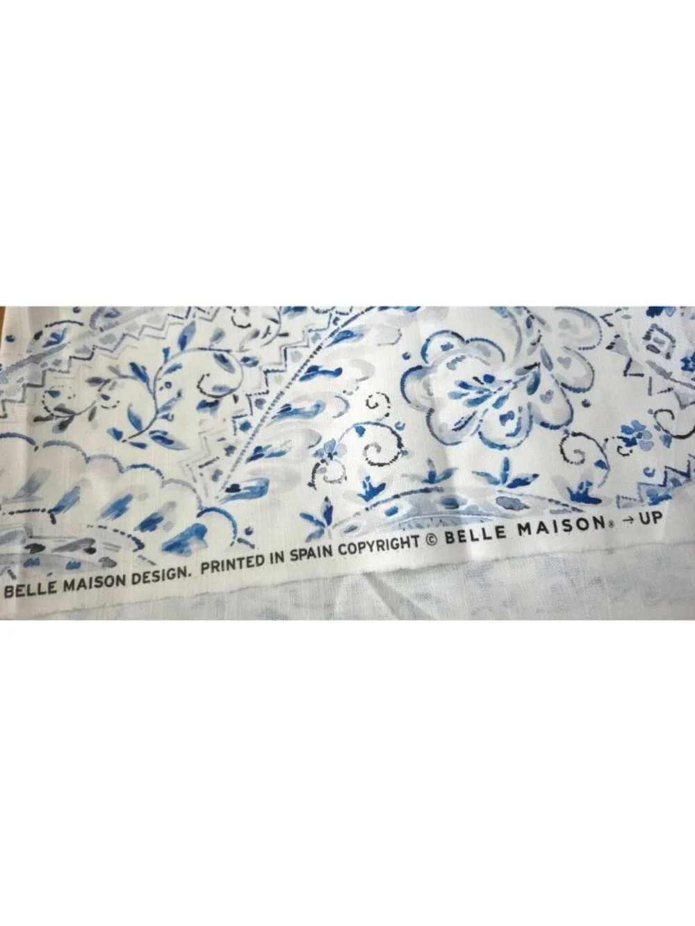 Belle Maison 3.375 Y Pippa Sapphire Blue Fabric Cotton Discontinued Paisley Home